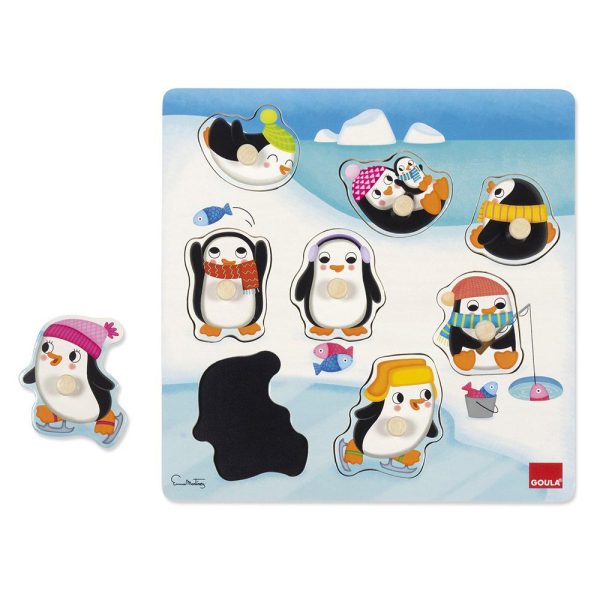 Puzle Madera Tarugo 8 pz Pingüinos Posiciones