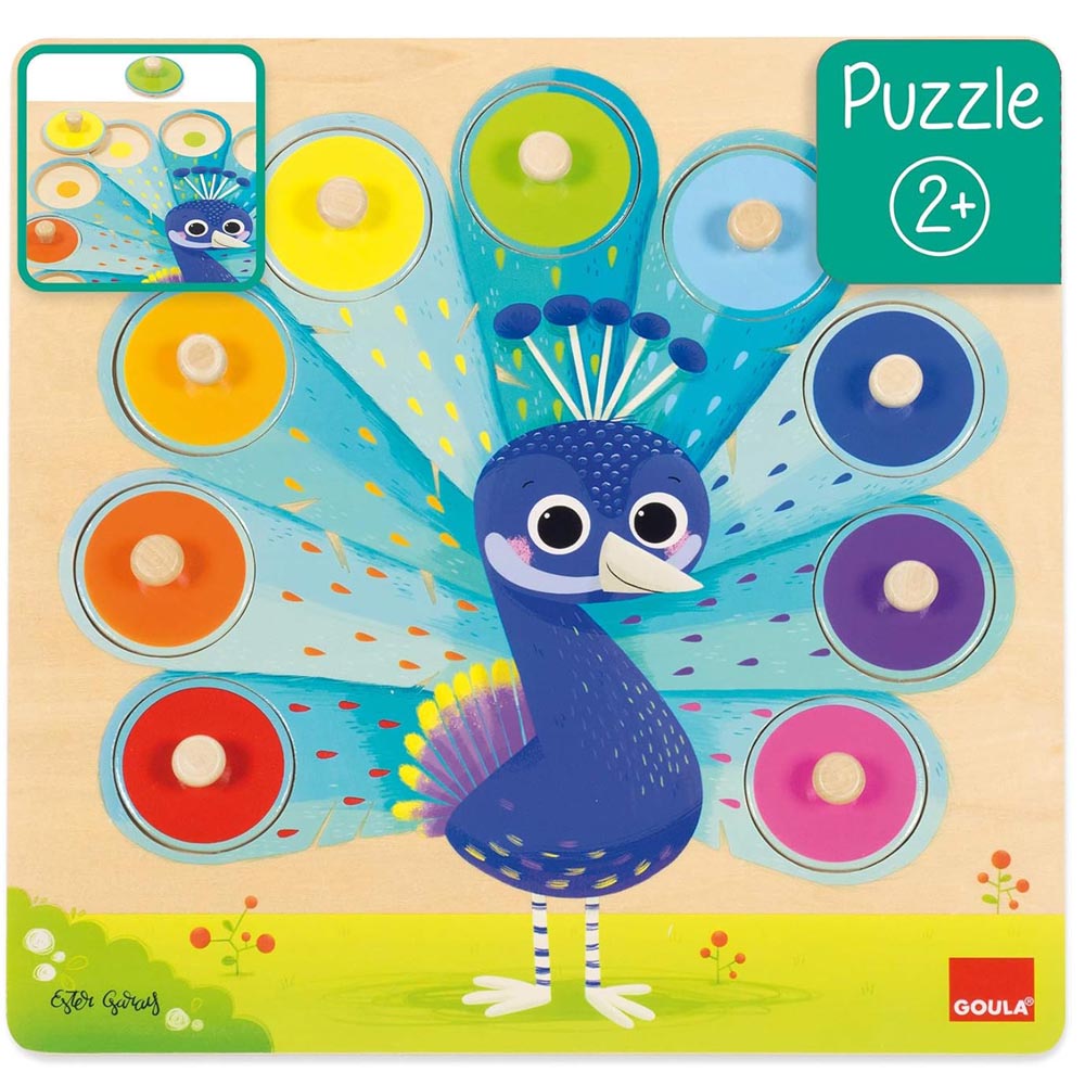 Puzle Madera Tarugo 9 pz Pavo Real