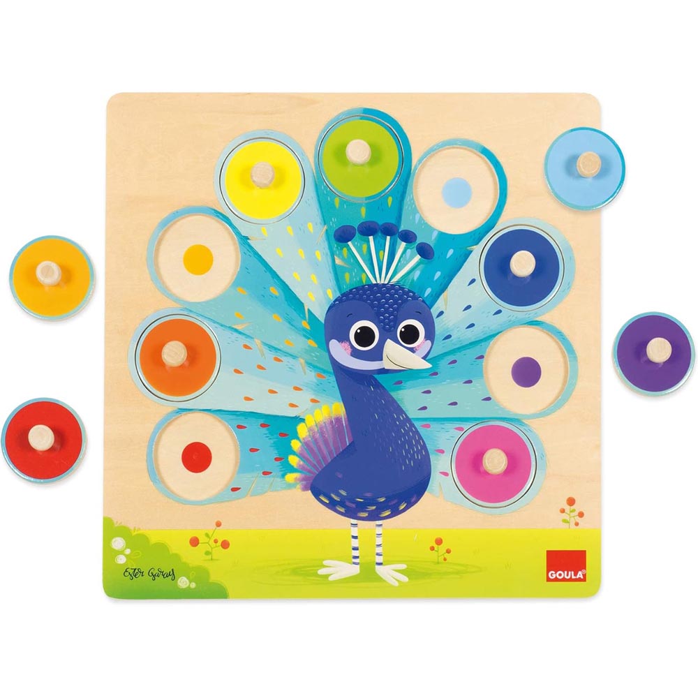 Puzle Madera Tarugo 9 pz Pavo Real - Imagen 2