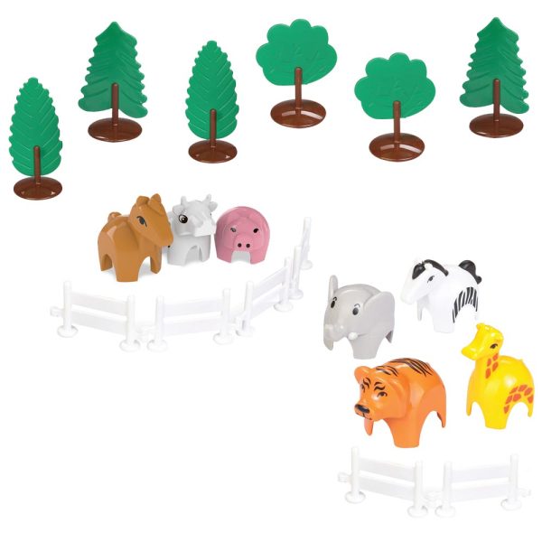 Set Animales, Arboles y Vallas 19 pz