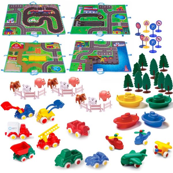 Alfombras, Autos Mini y Animales set 56 pz