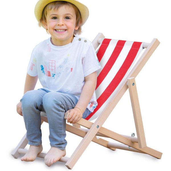 Silla Madera Lona Roja Rayas