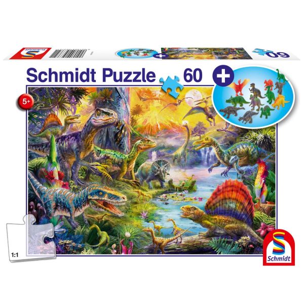 Puzle 60 pz Dinosaurios + 12 Figuras
