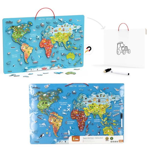 Pizarra Madera Mapa Mundi Magnético 106 pz