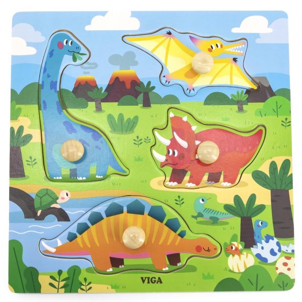 Puzle Madera Tarugo 4 pz Dinosaurios