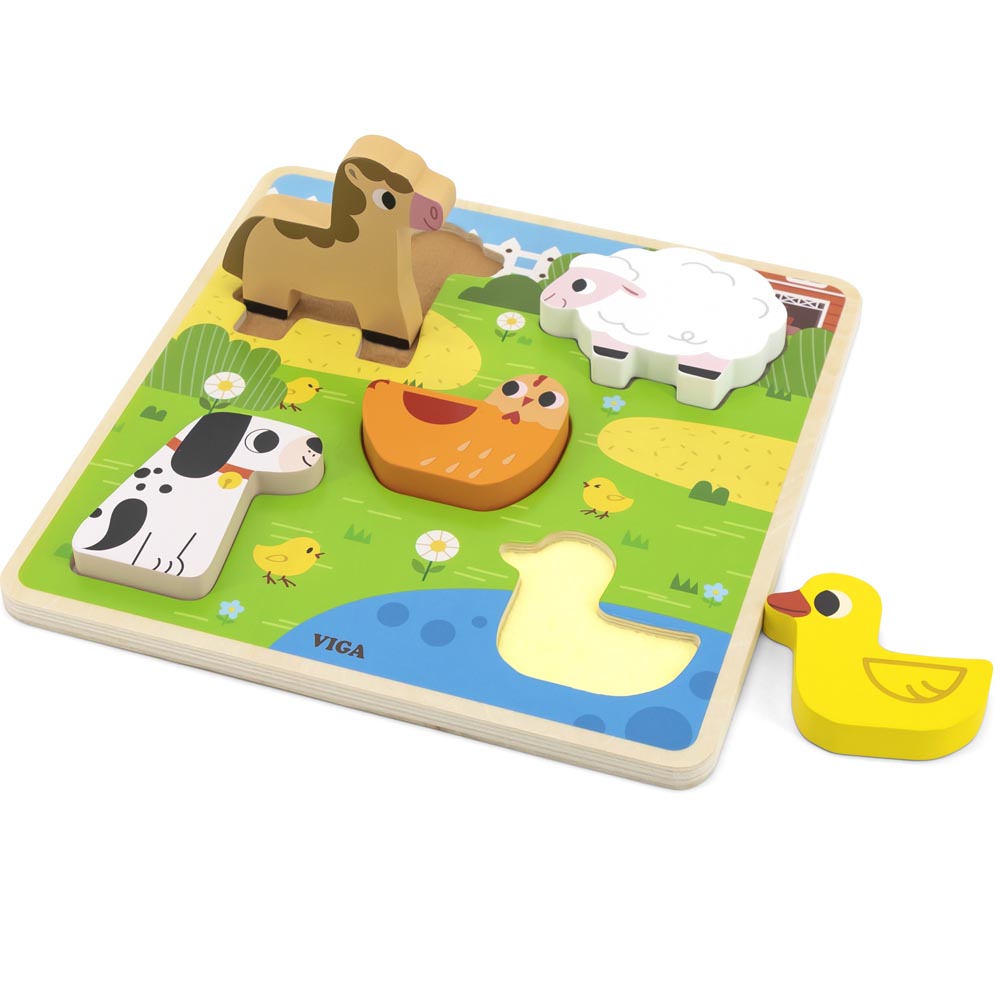 Puzle Madera Relieve 5 pz Granja