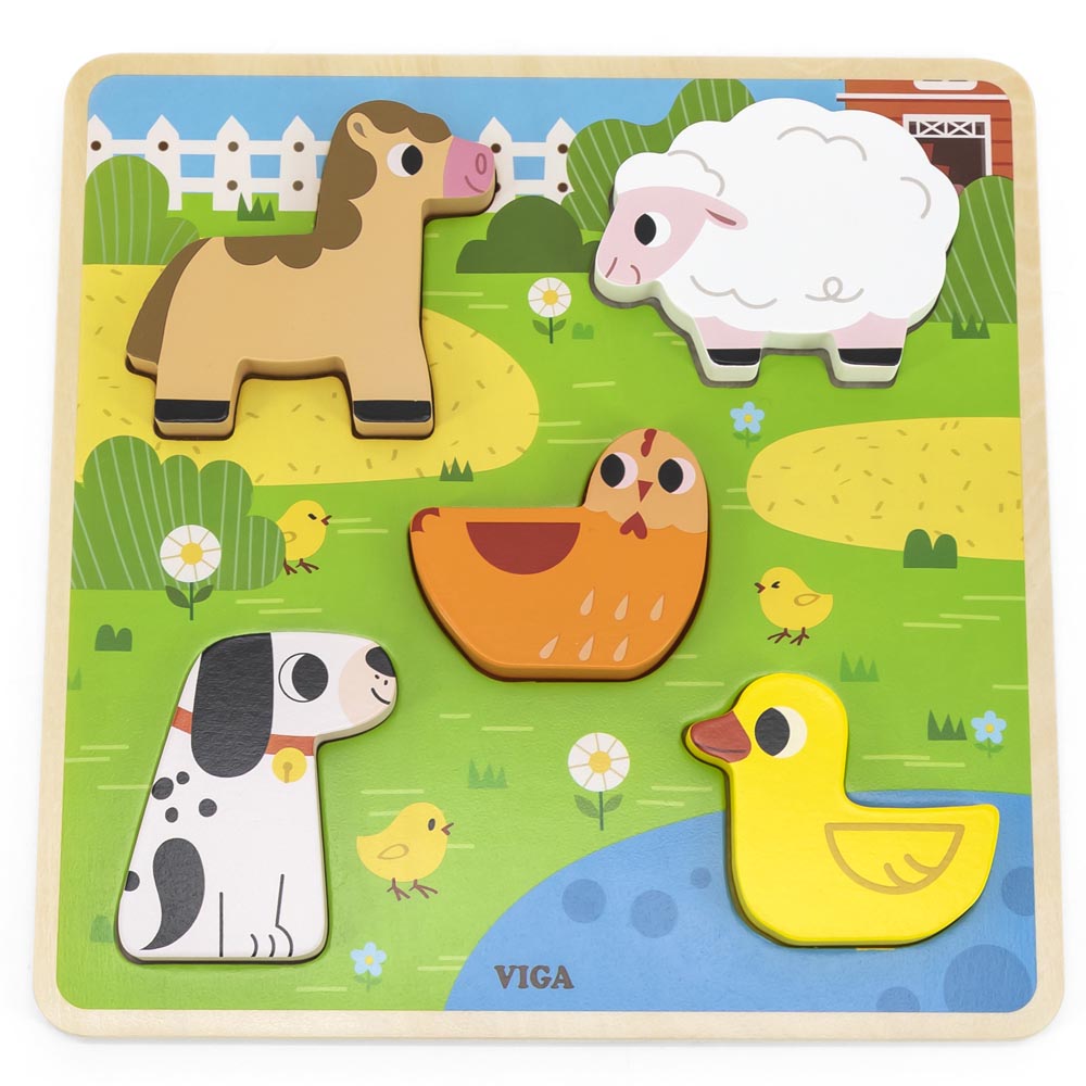 Puzle Madera Relieve 5 pz Granja - Imagen 2