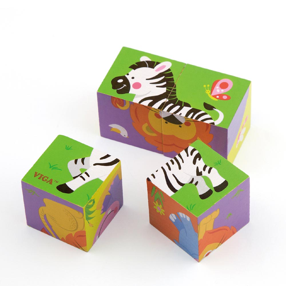 Puzle Madera Cubos 4 pz Animales Imagen 2