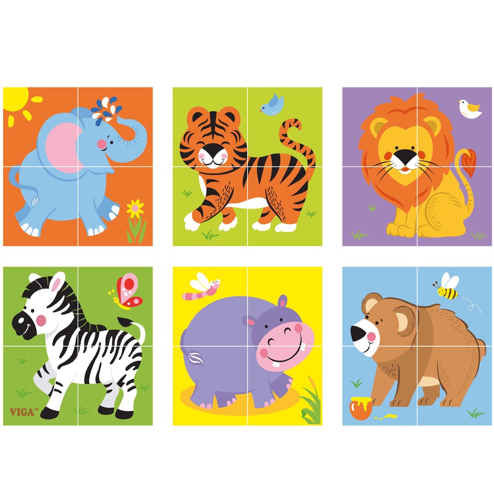 Puzle Madera Cubos 4 pz Animales Imagen 3