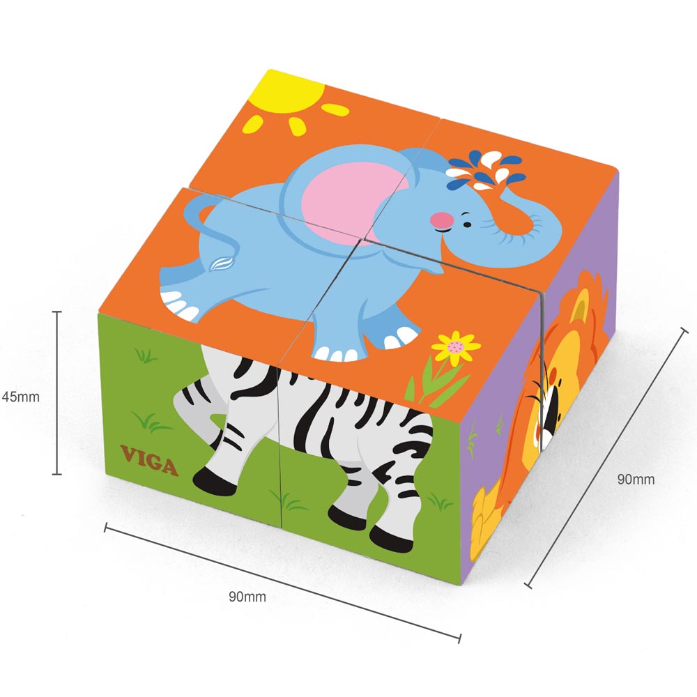 Puzle Madera Cubos 4 pz Animales Imagen 4