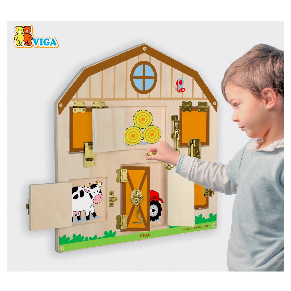 Juego Pared Madera Diferentes Cerraduras Imagen 3