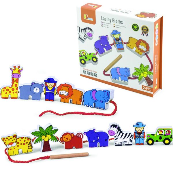 Enlazar Bloques Madera Zoo 12 pz