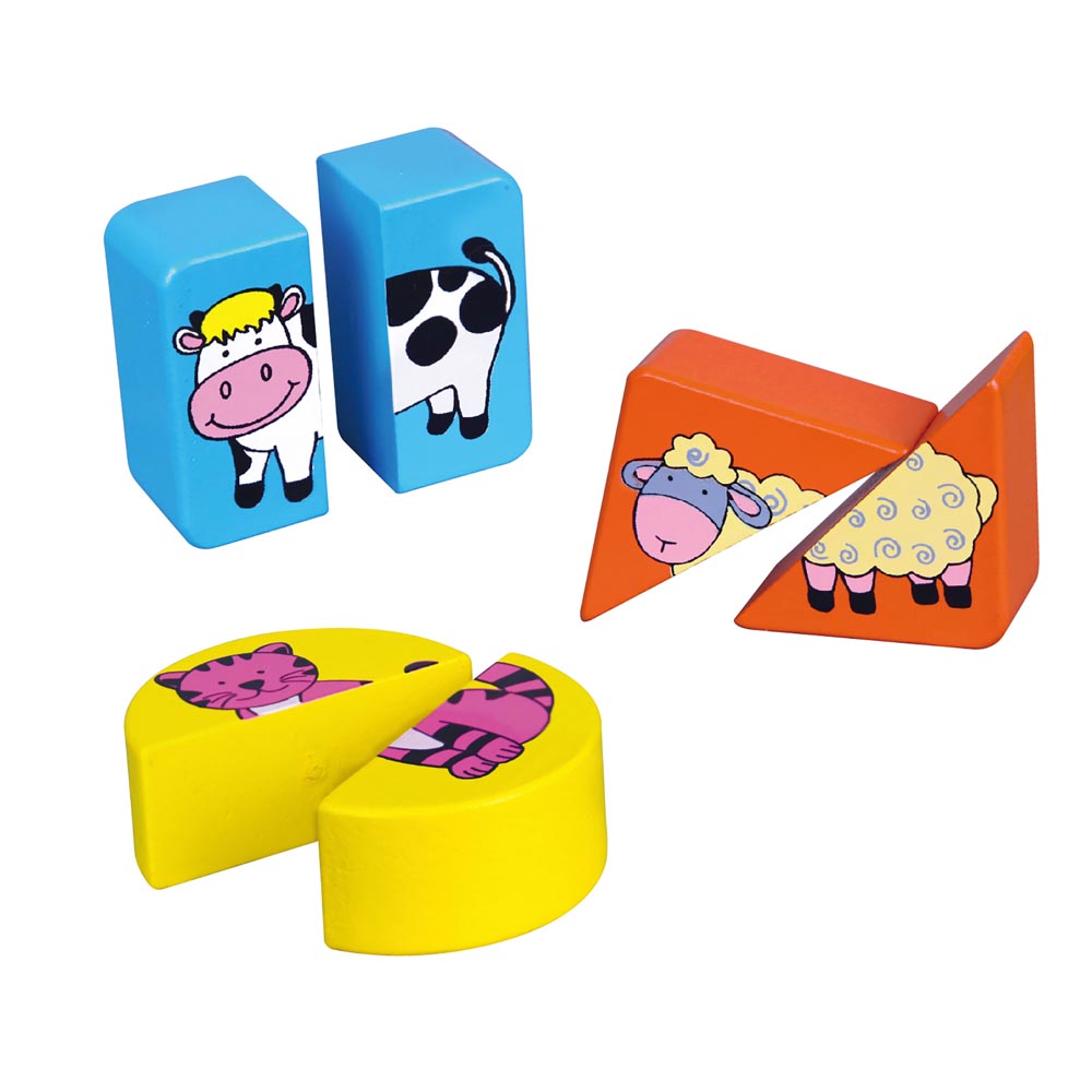 Puzle Madera Dúo Formas, Mitades Animales Imagen 2